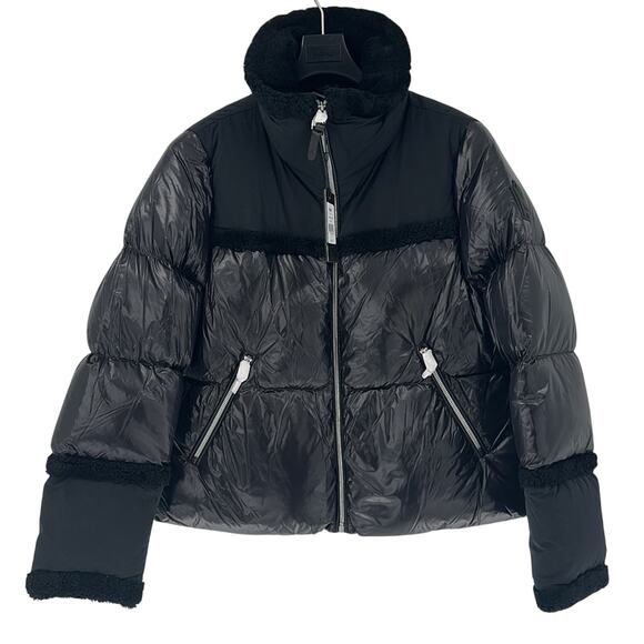 Mackage MIYA lustrous light down jacket with shearling trim MEDIUM - Picture 2 of 14